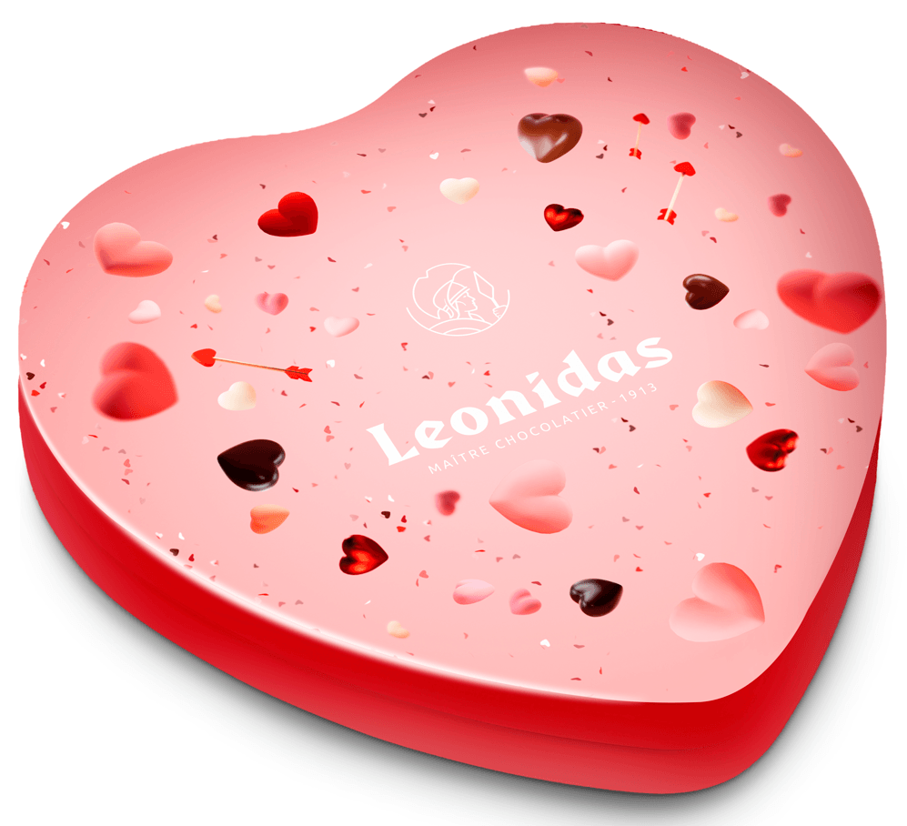 Metal Heart Box - 9 Assortment Chocolates - leonidasbrighton.co.uk - Leonidas Brighton