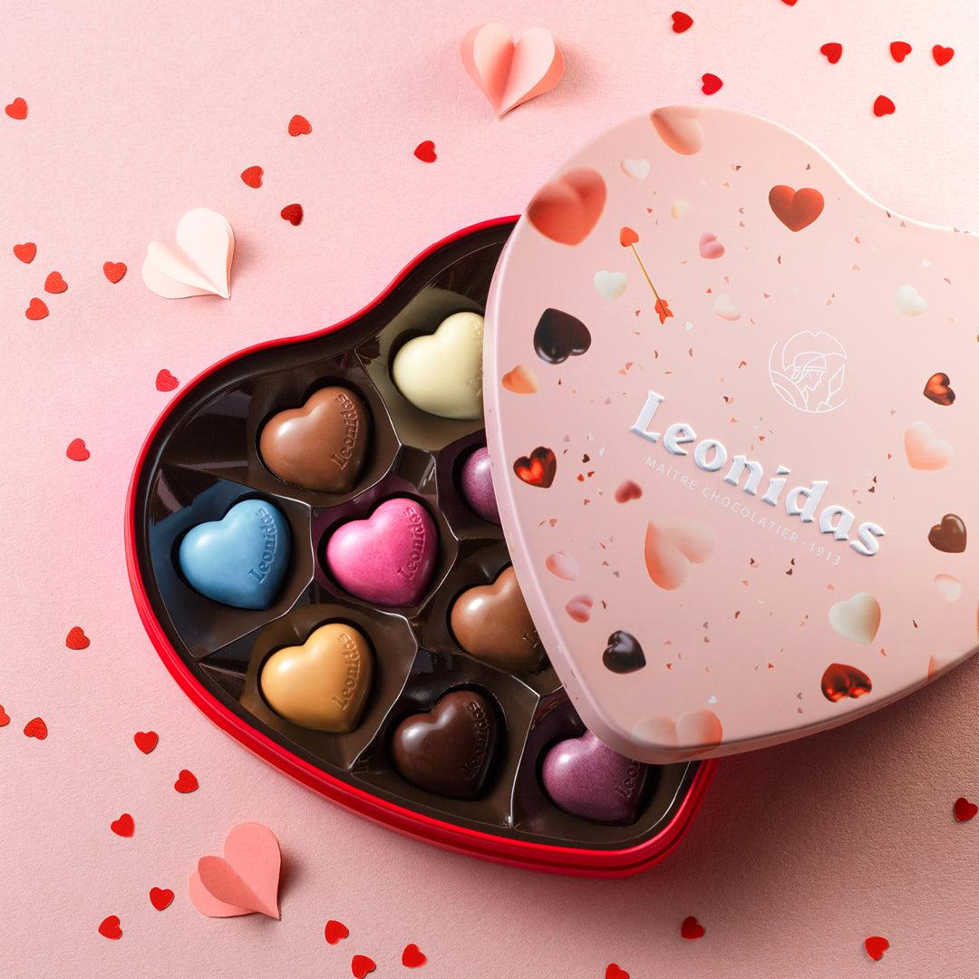 Metal Heart Box - 12 Heart Chocolates - leonidasbrighton.co.uk - Leonidas Brighton