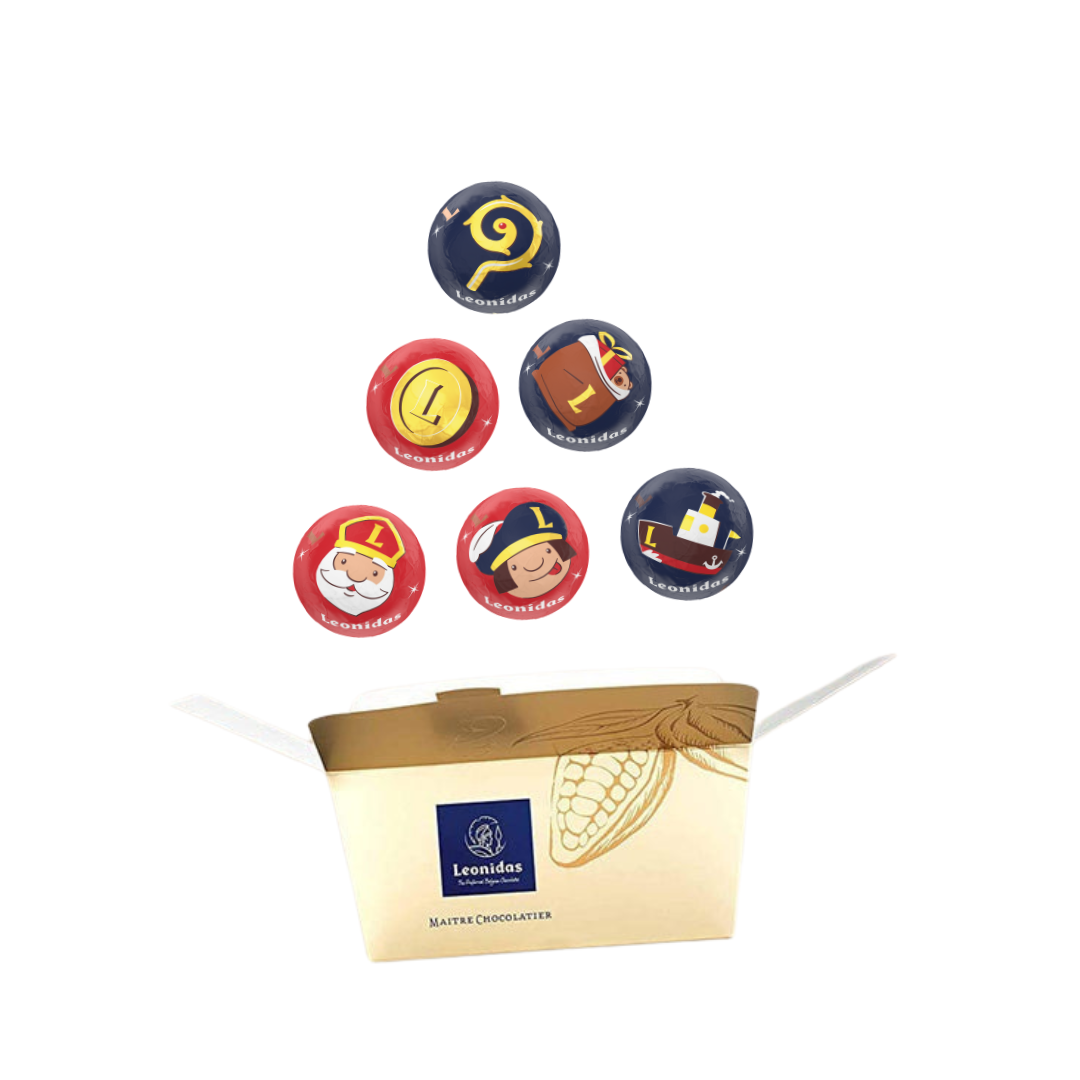 St Nicholas Balls Milk Assortment Ballotin Box by size - leonidasbrighton.co.uk - Leonidas Brighton