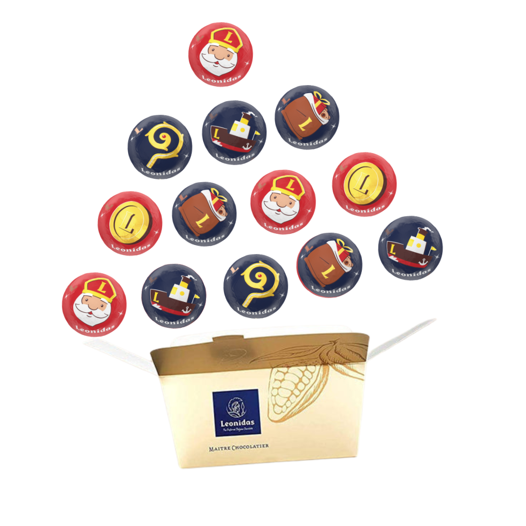 St Nicholas Balls Milk Assortment Ballotin Box by size - leonidasbrighton.co.uk - Leonidas Brighton