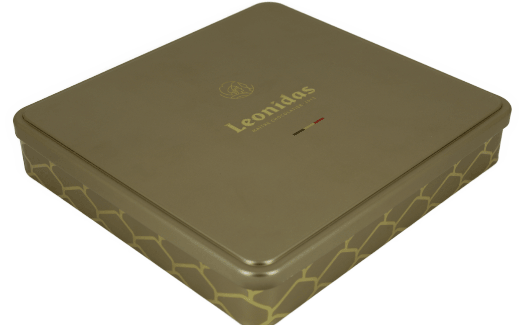 Luxurious Gold Chocolate Tin Box - leonidasbrighton.co.uk - Leonidas Brighton