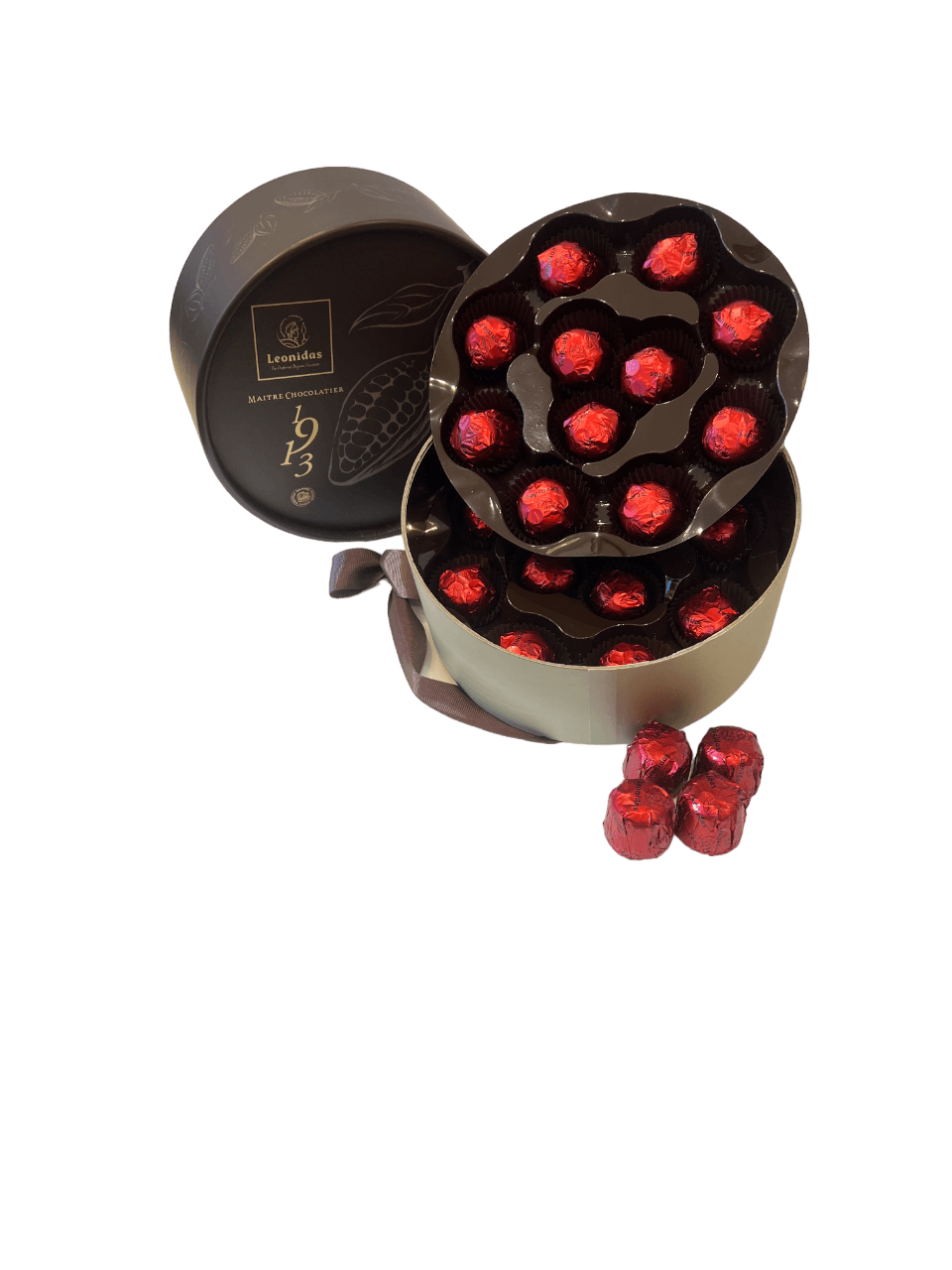 Cerise Luxury Cherry Liqueur Chocolate Round Box - leonidasbrighton.co.uk - Leonidas Brighton