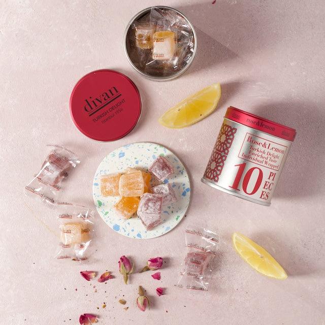 Divan Luxury Turkish Delights - Rose & Lemon Tin Box - leonidasbrighton.co.uk - Leonidas Brighton