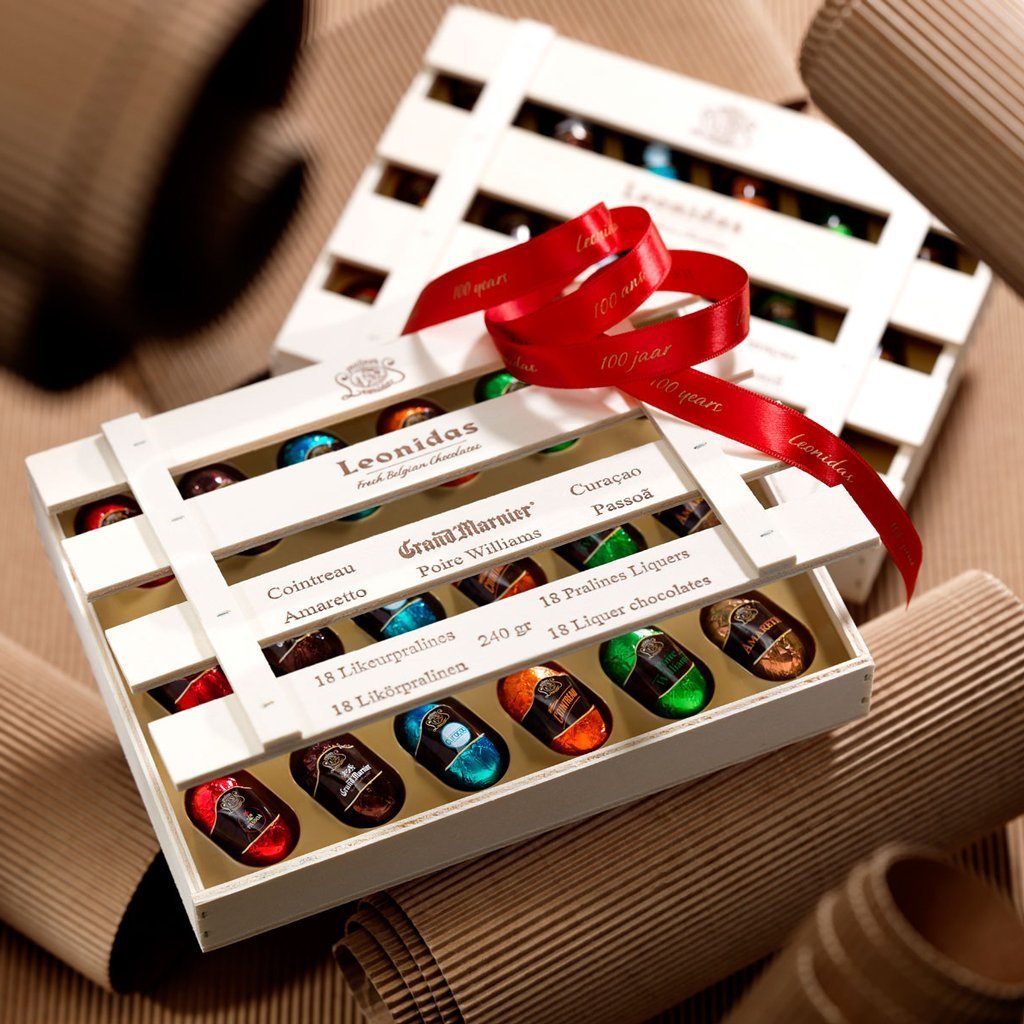 Liquor Chocolate Crate Box - leonidasbrighton.co.uk - Leonidas Brighton