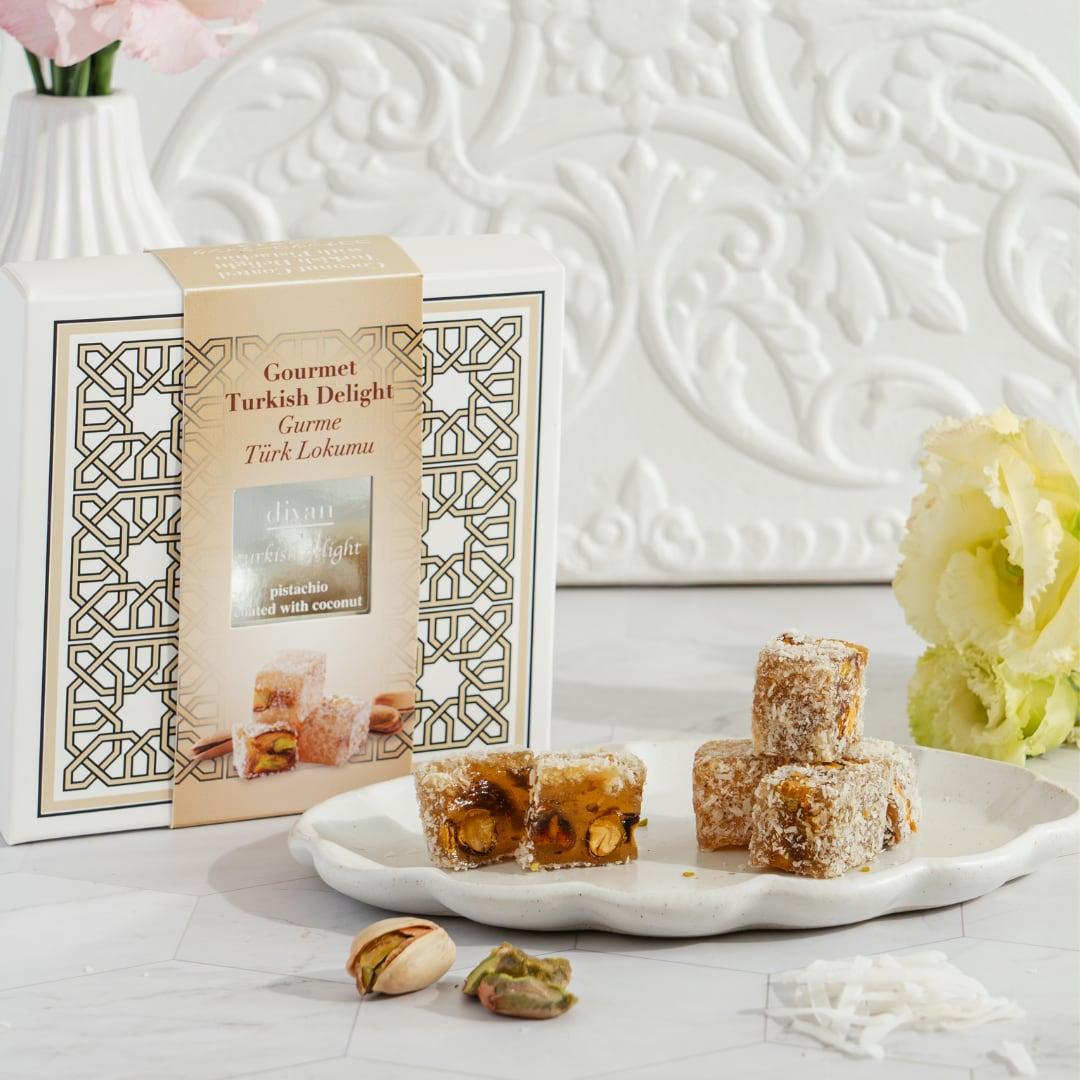 Divan Turkish Delight | Pistachio Coated With Coconut | 70 gr. - leonidasbrighton.co.uk - Leonidas Brighton