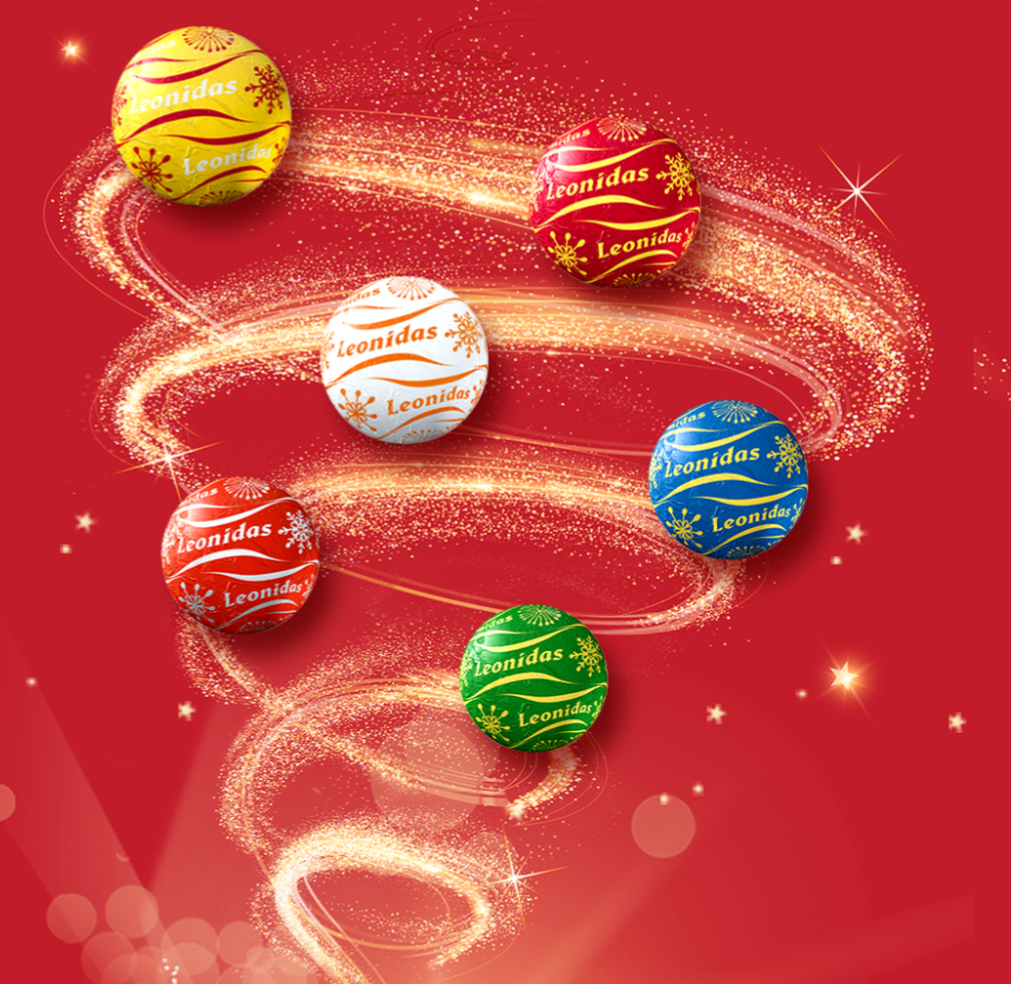 Christmas Chocolate Balls in Cylinder - 3 sizes available - leonidasbrighton.co.uk - Leonidas Brighton