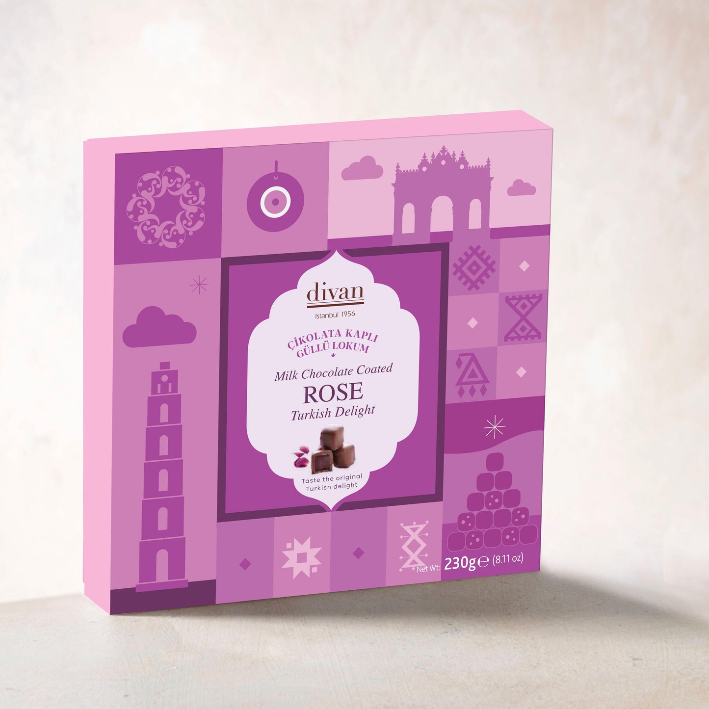 Divan Turkish Delight | Chocolate Coated Rose | 230 gr. - leonidasbrighton.co.uk - Leonidas Brighton