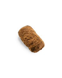 A single Leonidas Brighton Truffle Classic Milk chocolate coated in cocoa powder on a black background