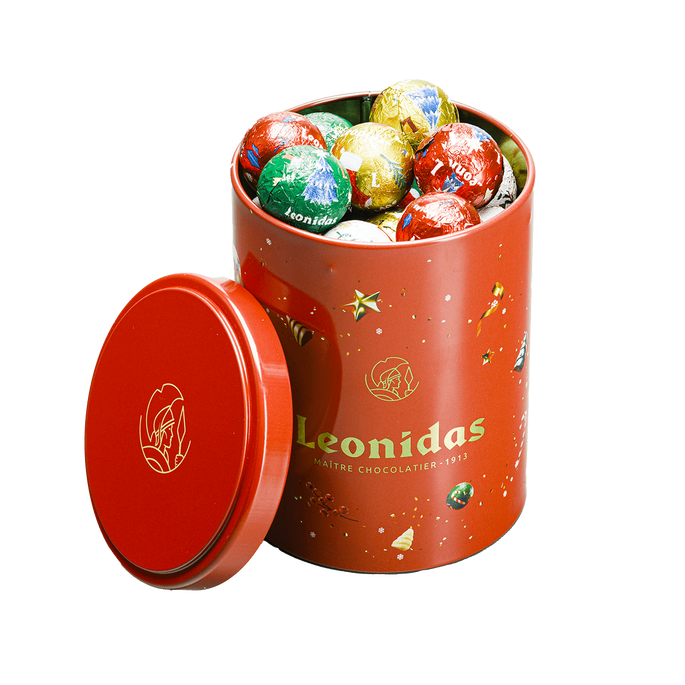 Christmas Medium Red Tin with Christmas Chocolate Balls