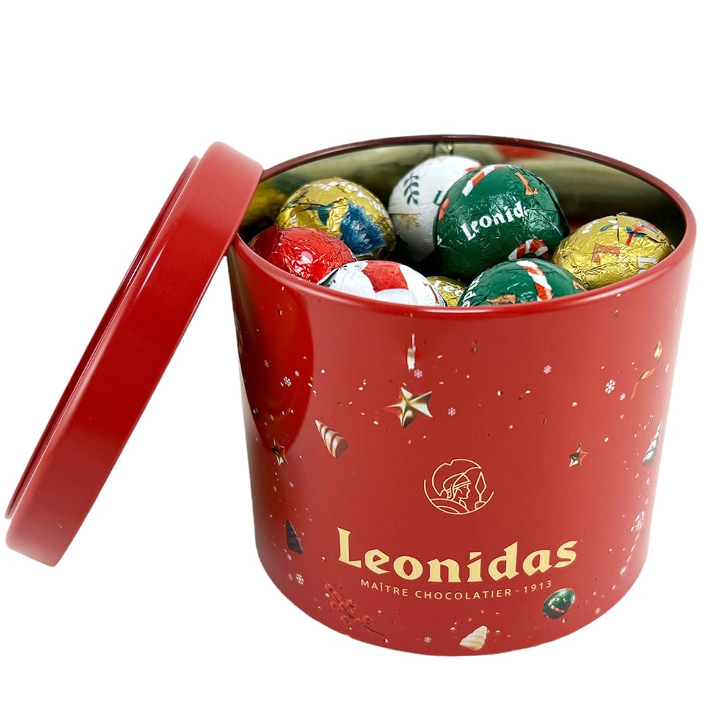 Christmas Small Red Tin with Christmas Chocolate Balls