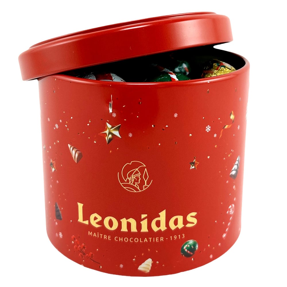 Christmas Small Red Tin with Christmas Chocolate Balls