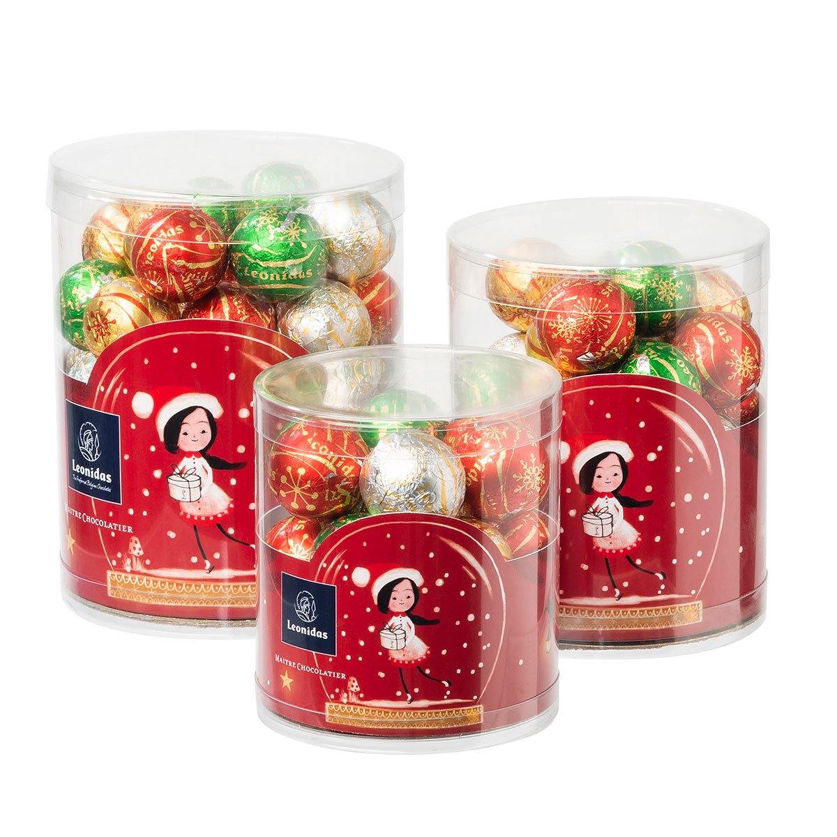 Christmas Chocolate Balls in Cylinder - 3 sizes available - leonidasbrighton.co.uk - Leonidas Brighton