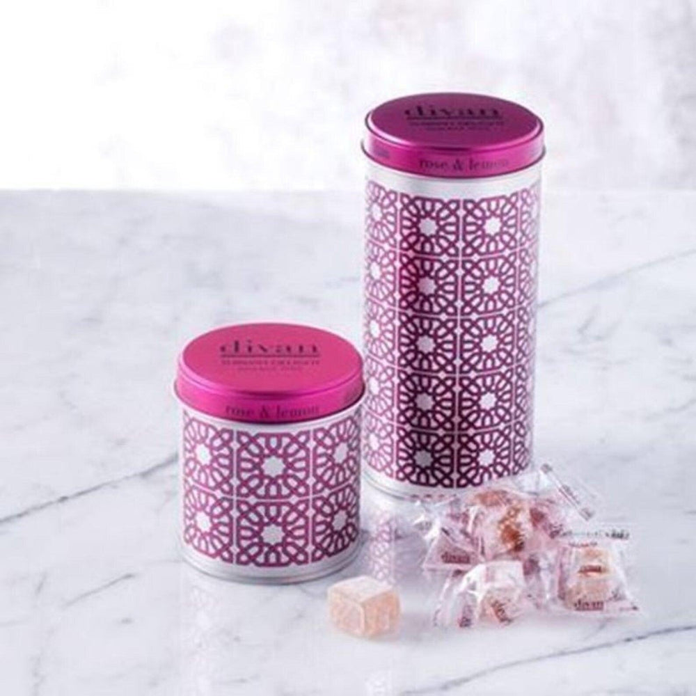 Divan Luxury Turkish Delights - Rose & Lemon Tin Box, individually wrapped - leonidasbrighton.co.uk - Leonidas Brighton