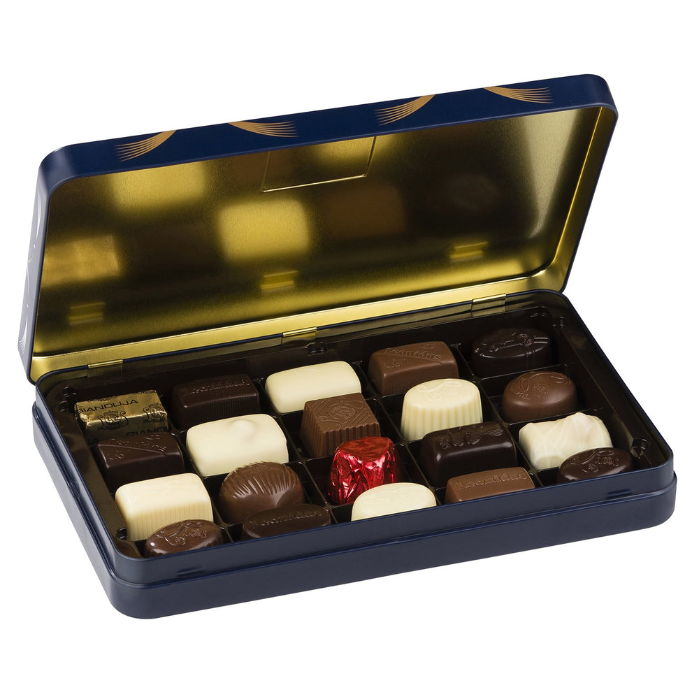 Luxury Blue Tin Large with Leonidas Assortment Chocolates - leonidasbrighton.co.uk - Leonidas Brighton